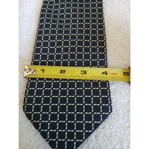 Impermeable Bu Weatherproof Men’s Necktie Tie Black Geometric Squares Office - Picture 9 of 9
